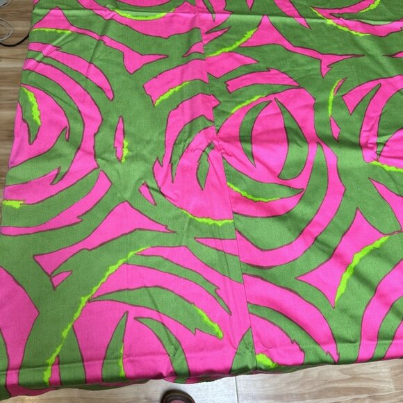 Vtg Retro Cloth Tablecloth Green Hot Pink Rectangle 40 x 48 1970s Groovy MCM - Picture 3 of 10